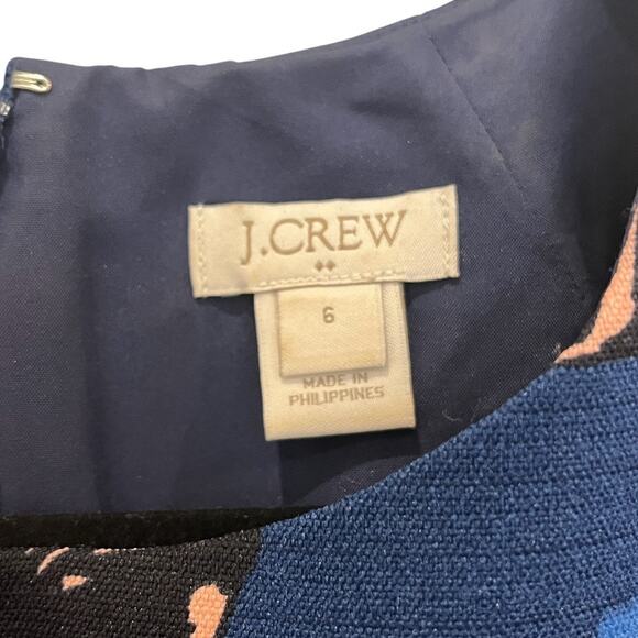 J.Crew Blue Floral Short Sleeve Sheath Dress Size 6 - Picture 4 of 4